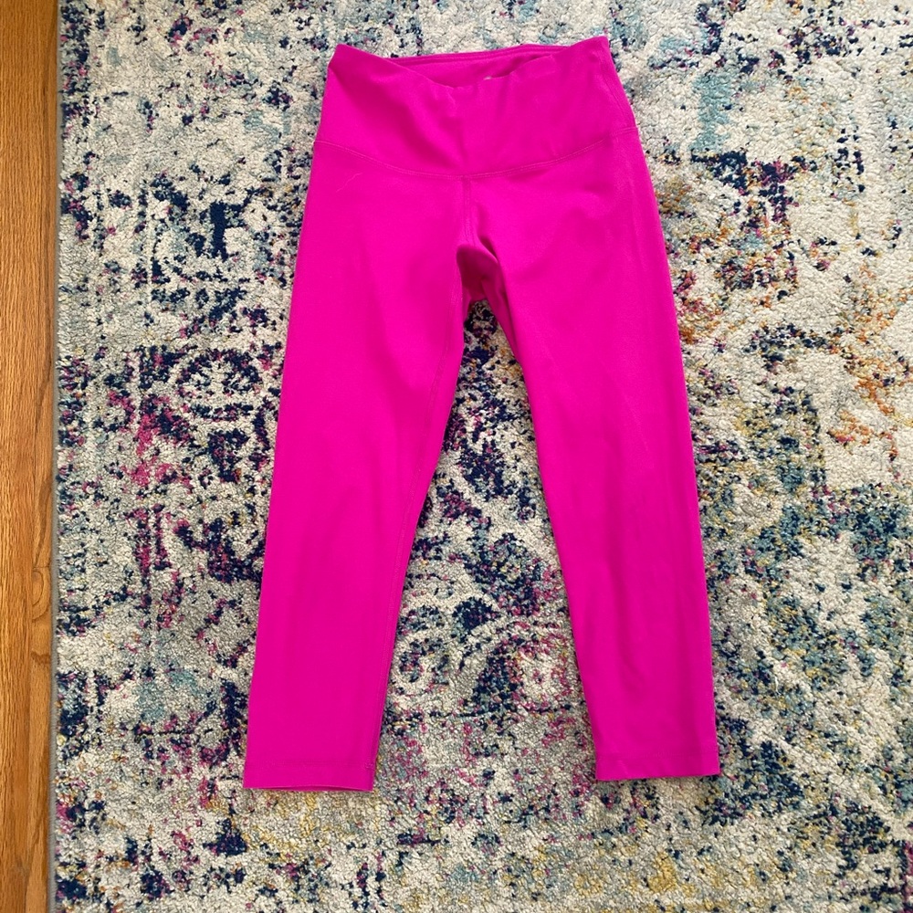 YOGALICIOUS LUX 7/8 Cropped Length Leggings Women’s S Hot Pink Polyester Knit